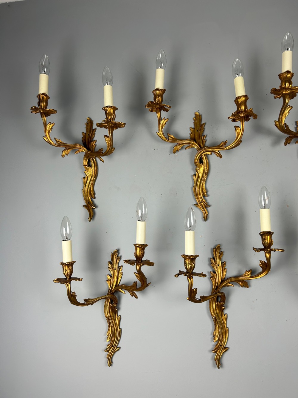 Set Of 6 Large Rococo Gilt French Antique Wall Lights View V