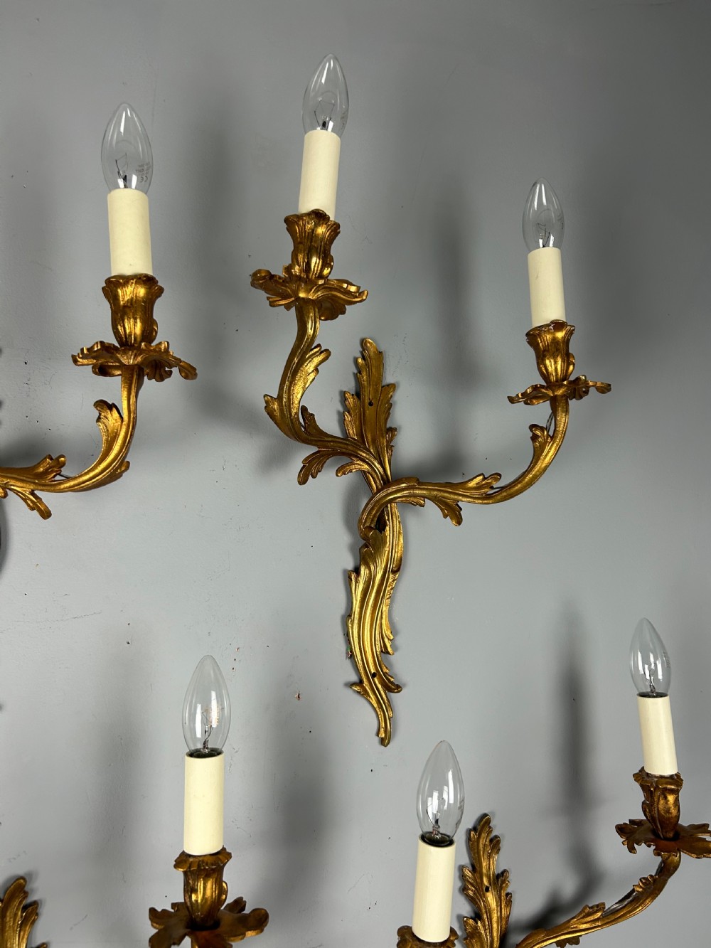Set Of 6 Large Rococo Gilt French Antique Wall Lights View VI