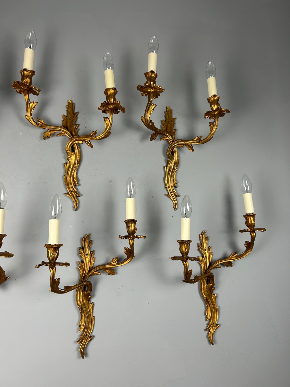 Set Of 6 Large Rococo Gilt French Antique Wall Lights View VII