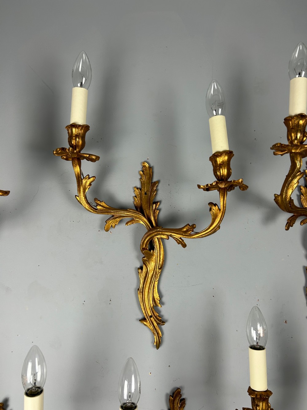 Set Of 6 Large Rococo Gilt French Antique Wall Lights View VIII