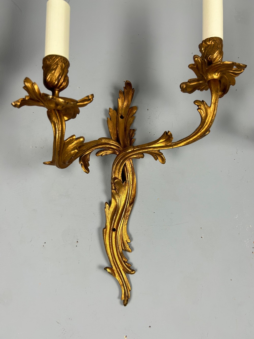 Set Of 3 Large Rococo Gilt French Antique Wall Lights View II