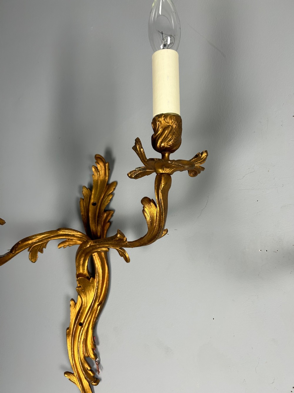 Set Of 3 Large Rococo Gilt French Antique Wall Lights View III