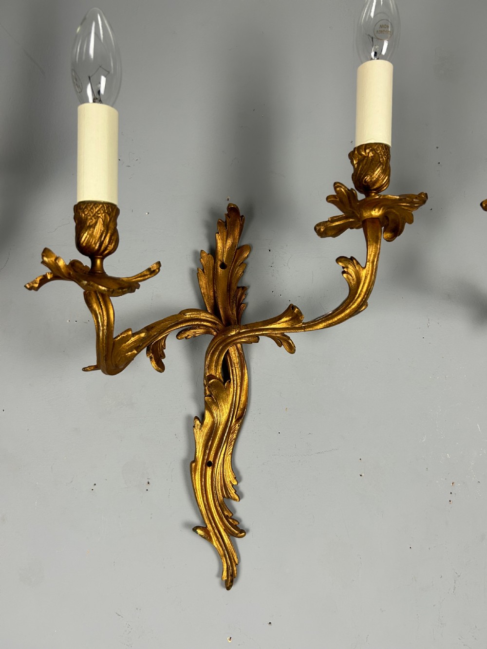 Set Of 3 Large Rococo Gilt French Antique Wall Lights View IV