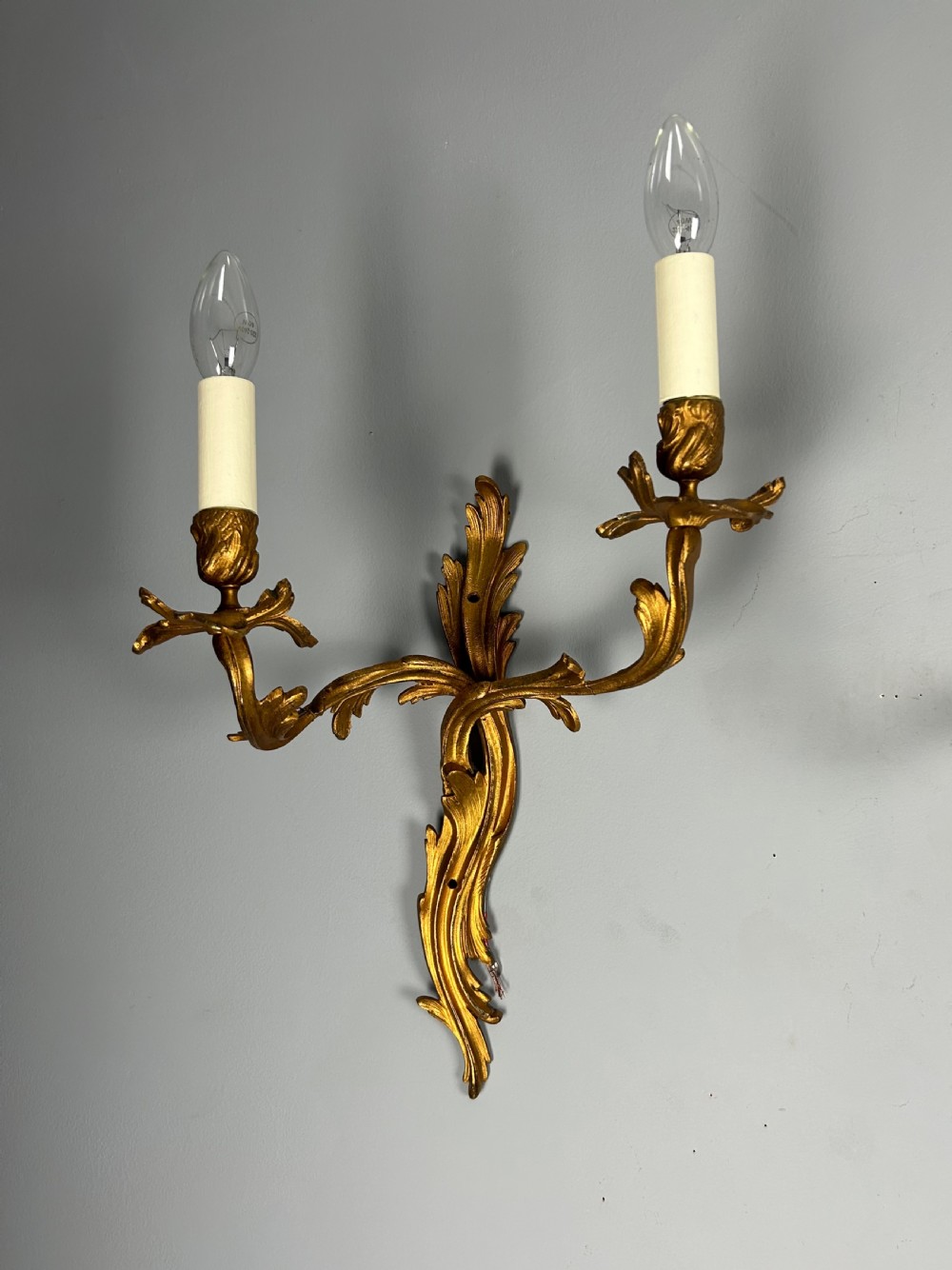 Set Of 3 Large Rococo Gilt French Antique Wall Lights View IX