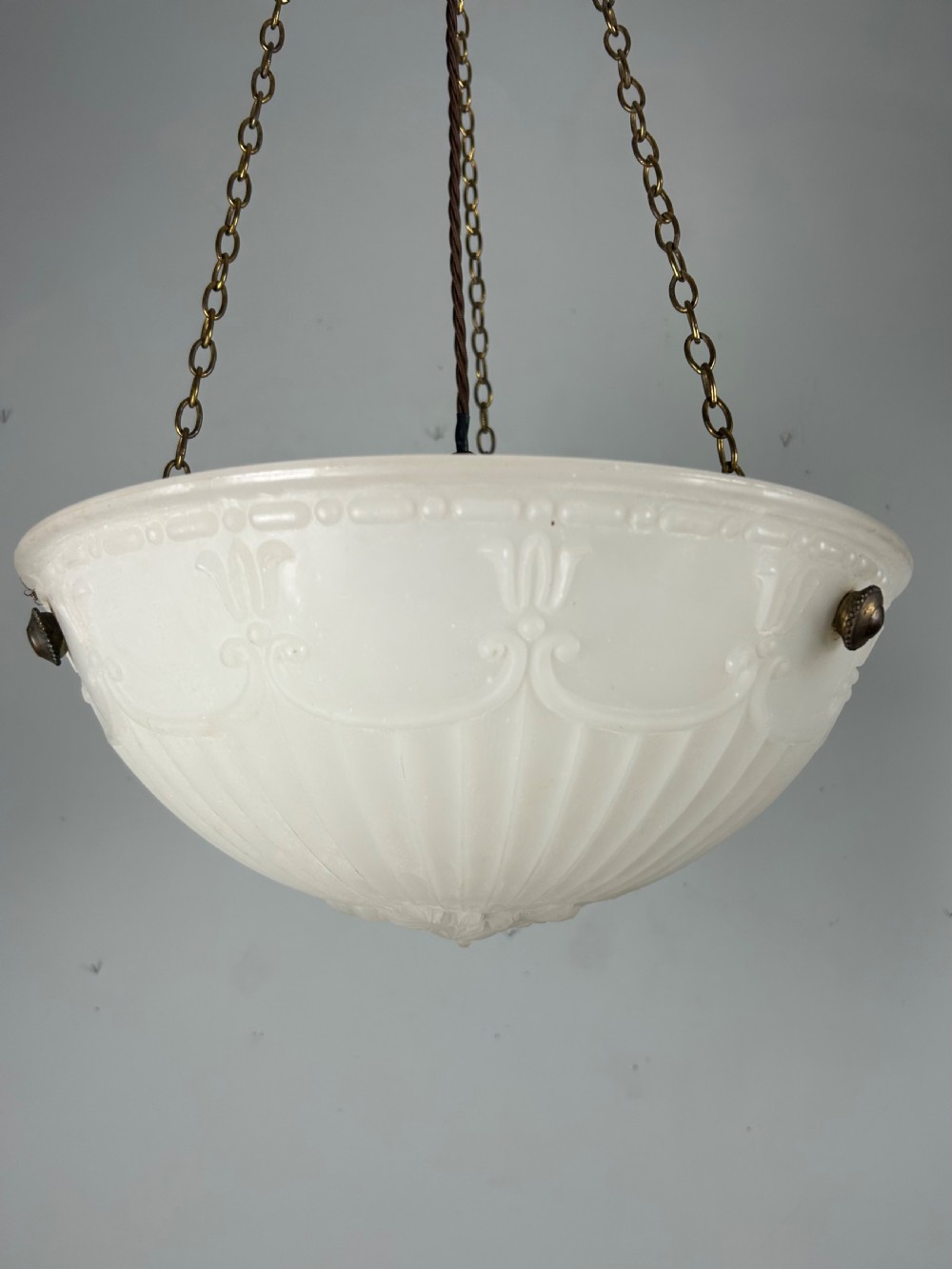 Edwardian Moonstone Plafonnier Ceiling Light, Chandelier, Original Shade, Rewired  View IV