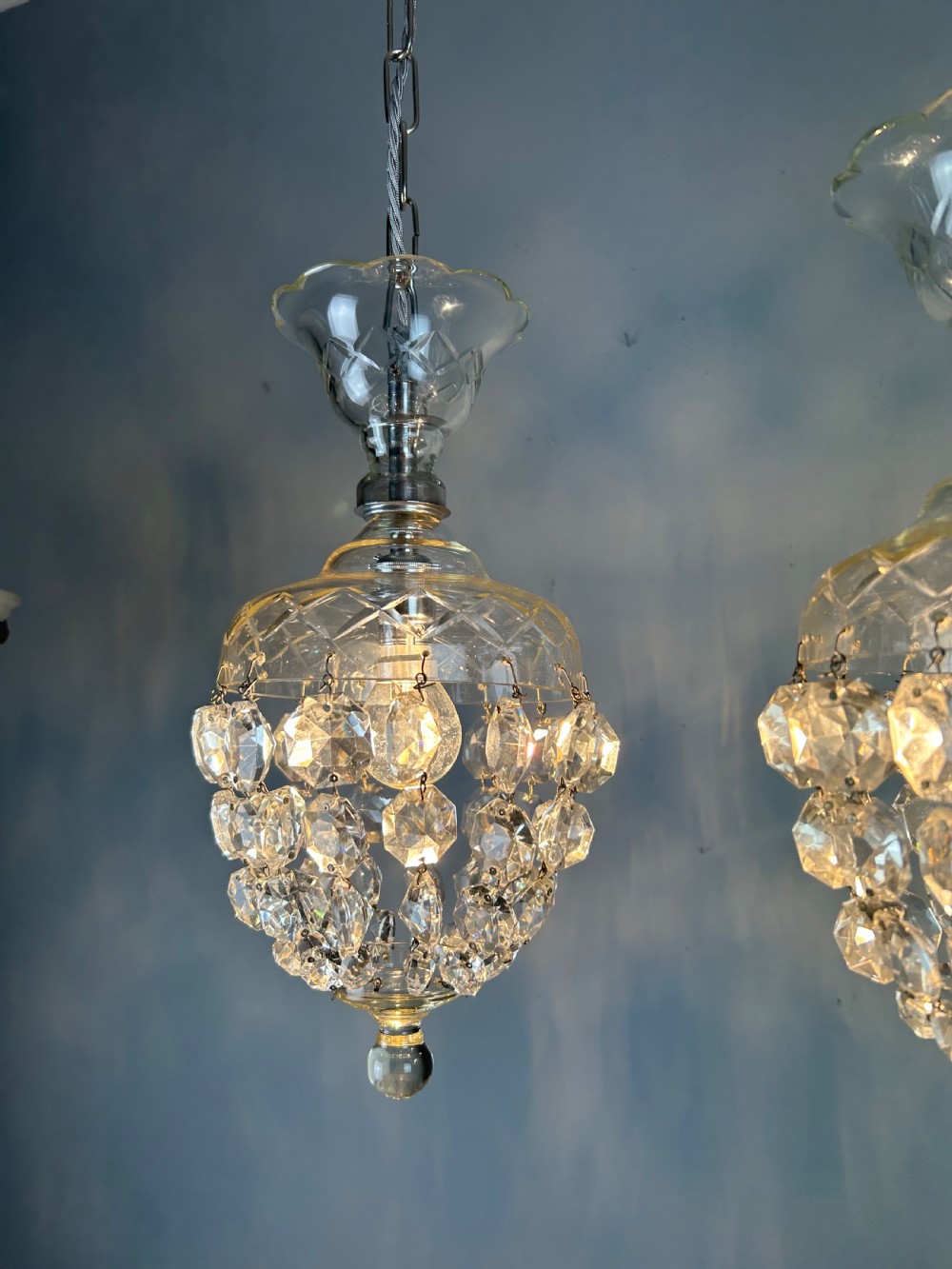 Pair of Lustre Chandelier Ceiling Lights, Rewired  View IV