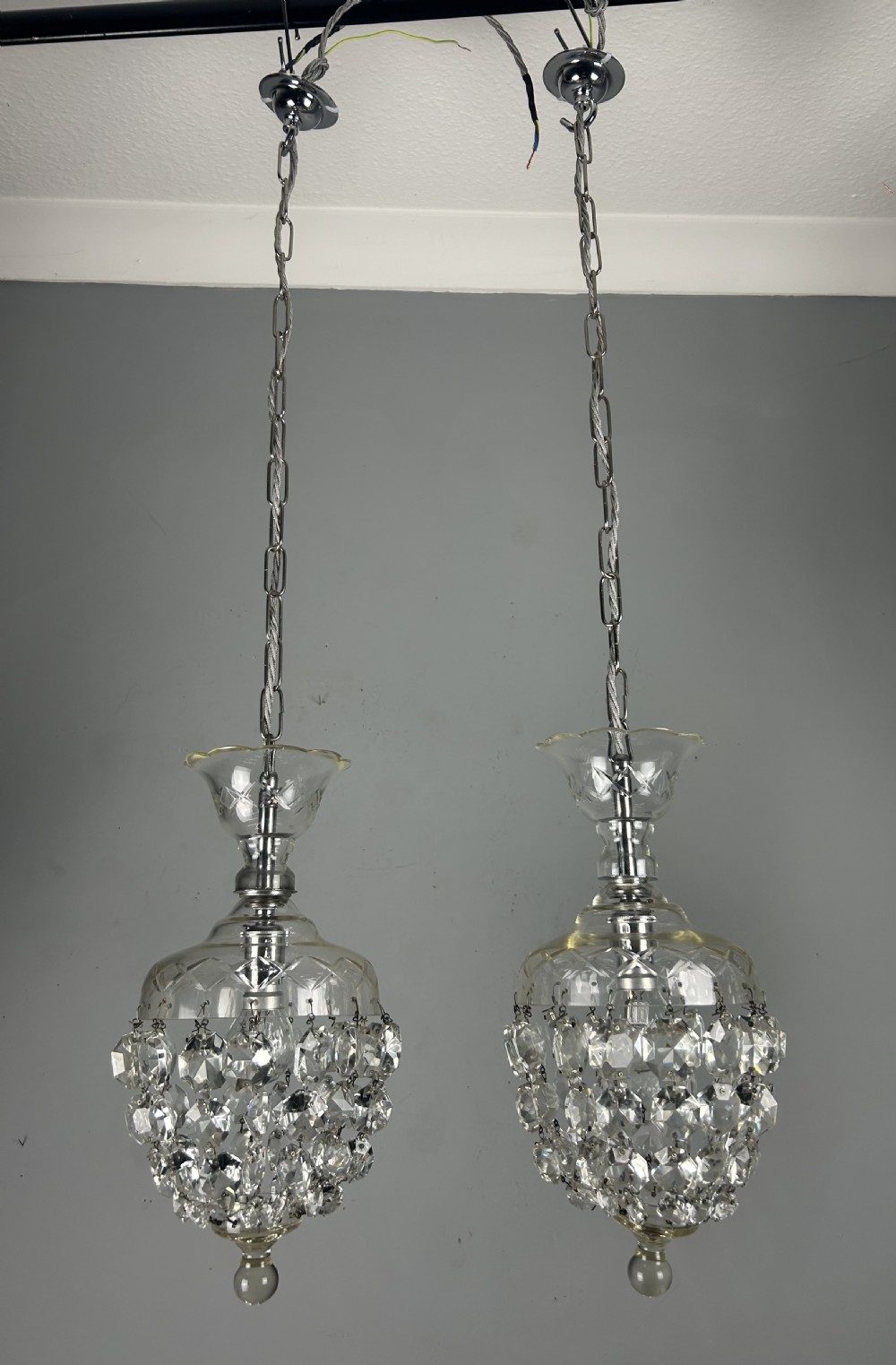 Pair of Lustre Chandelier Ceiling Lights, Rewired  View VIII
