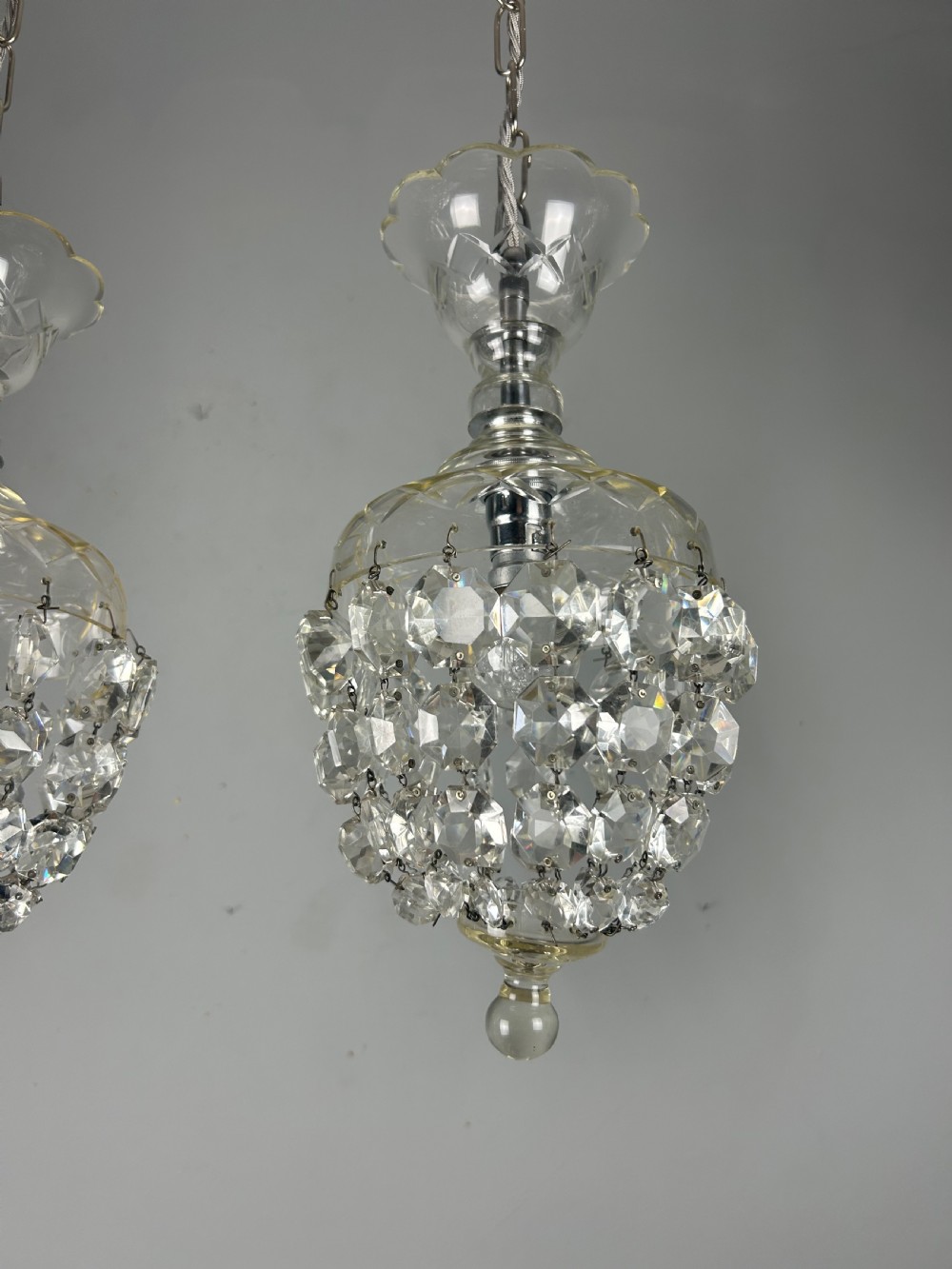 Pair of Lustre Chandelier Ceiling Lights, Rewired  View XI
