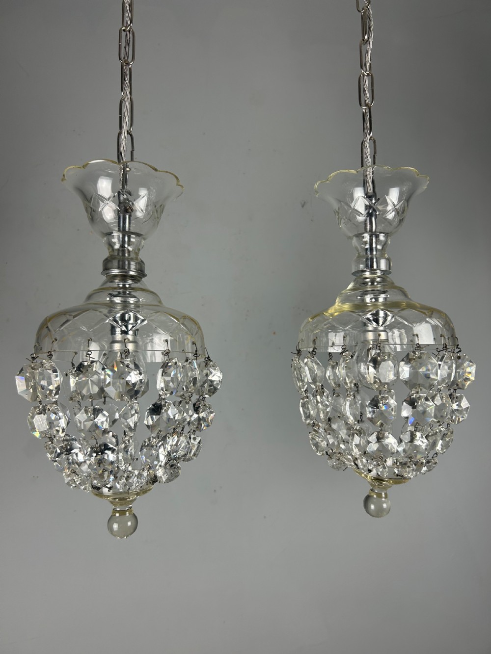 Pair of Lustre Chandelier Ceiling Lights, Rewired  View XII