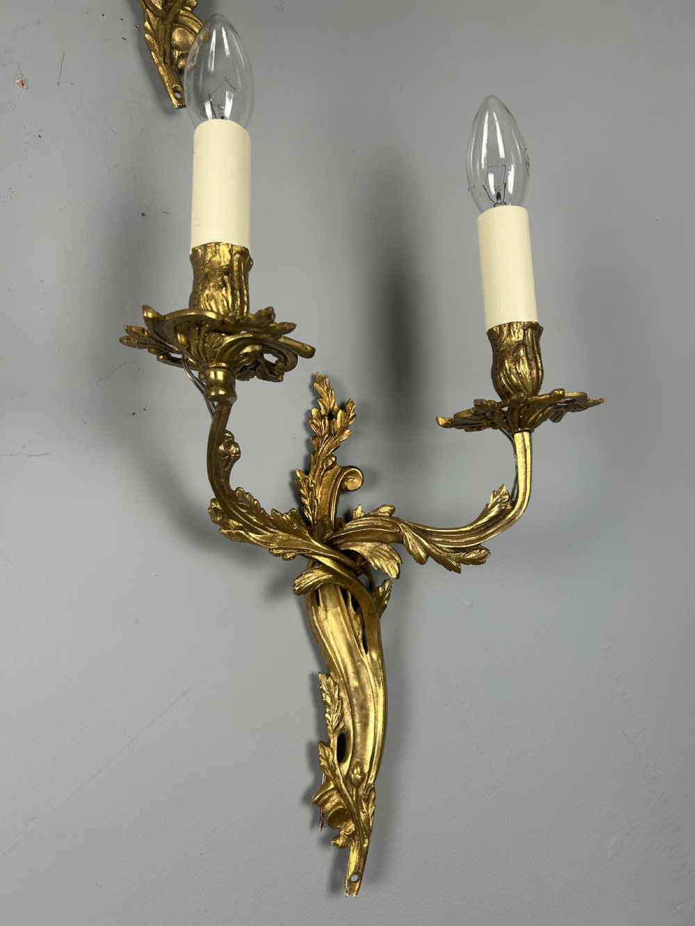 Set Of 4 Gilt French Antique Wall Lights, Rewired  View III