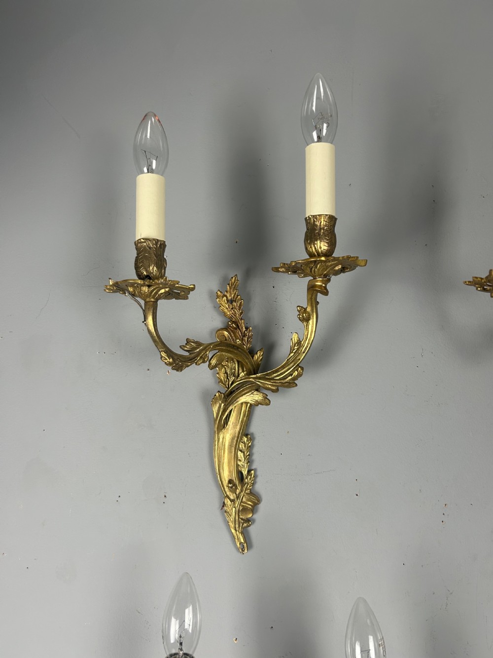 Set Of 4 Gilt French Antique Wall Lights, Rewired  View VIII
