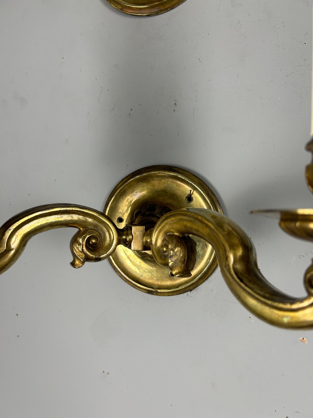 Set Of 4 English Brass Antique Wall Lights, Rewired View V