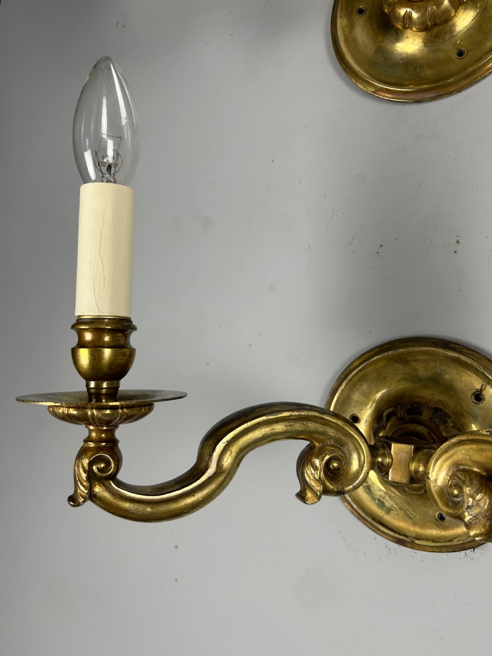 Set Of 4 English Brass Antique Wall Lights, Rewired View VI