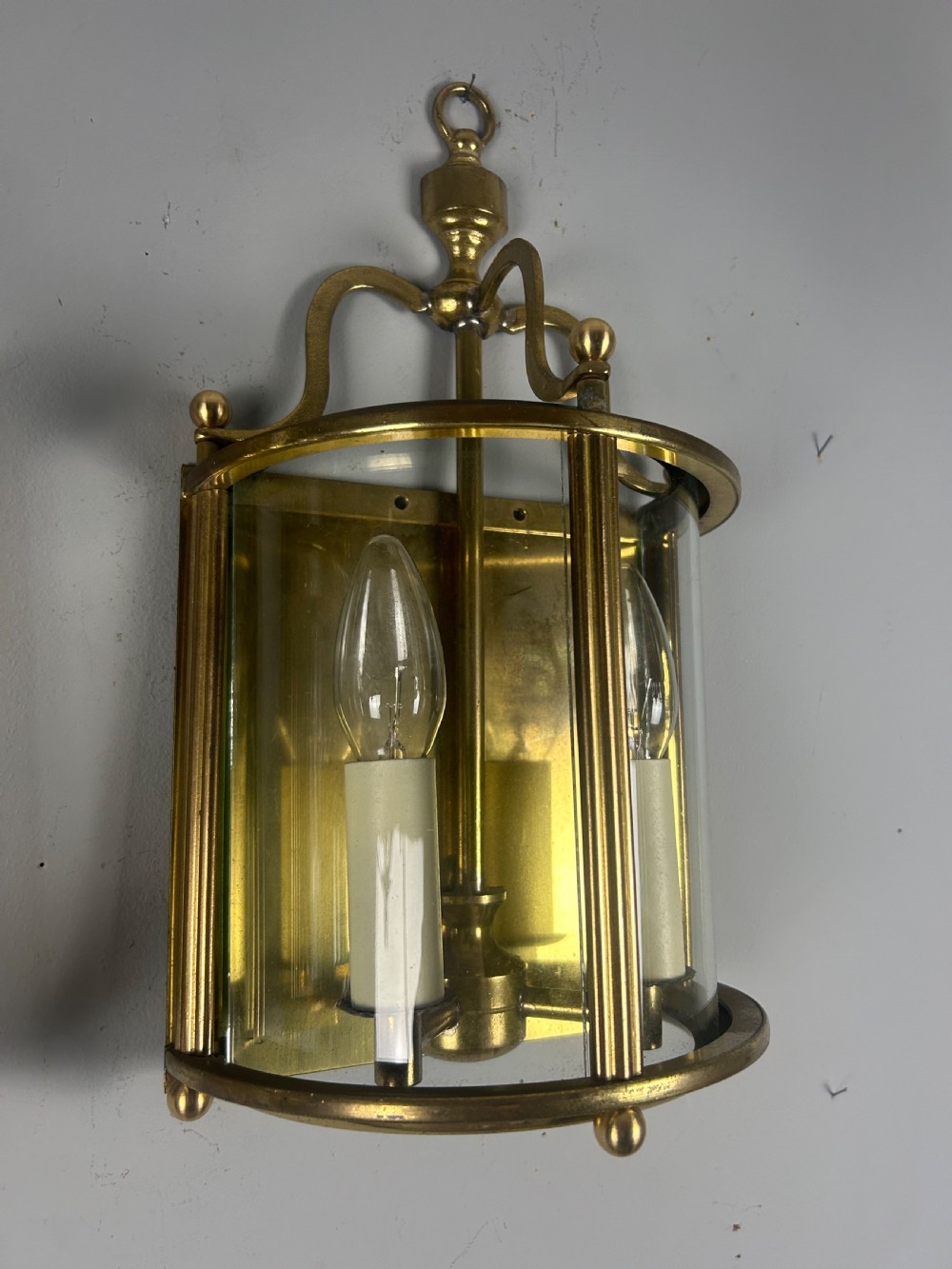 Pair of French Brass Half Wall Lantern Antique Wall Lights View V