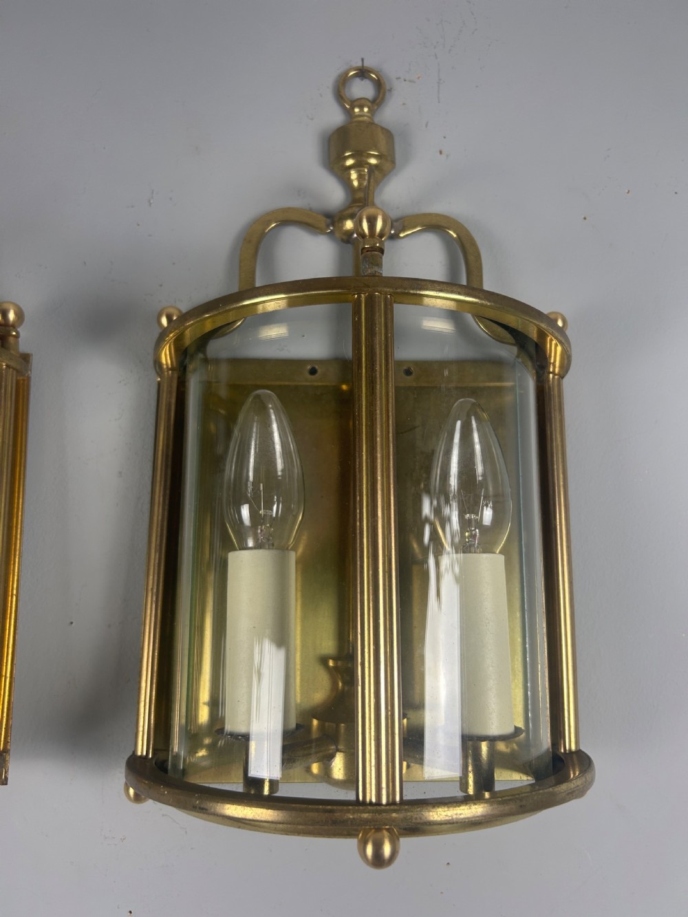 Pair of French Brass Half Wall Lantern Antique Wall Lights View VII