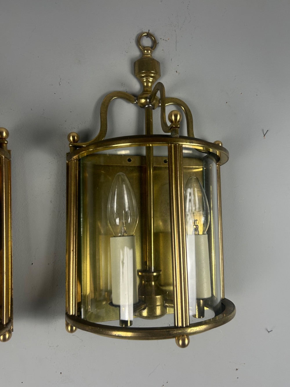 Pair of French Brass Half Wall Lantern Antique Wall Lights View IX