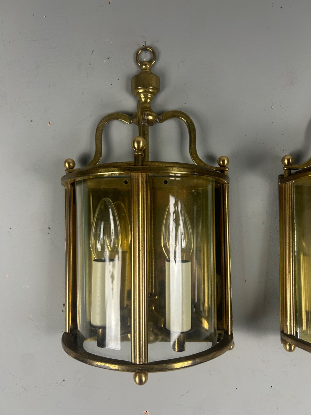Pair of French Brass Half Wall Lantern Antique Wall Lights View X