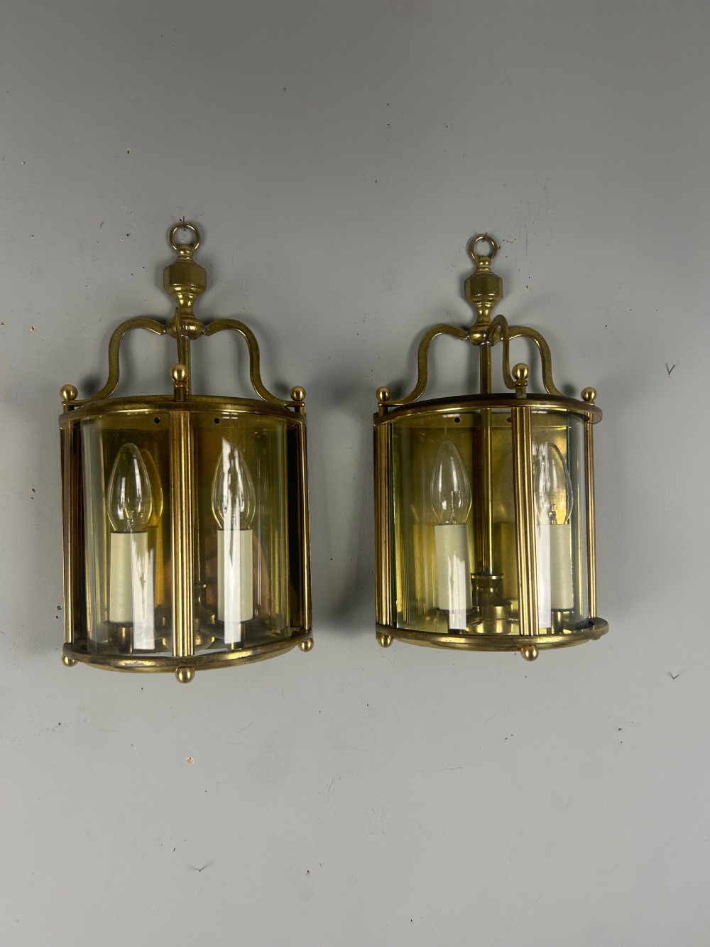Pair of French Brass Half Wall Lantern Antique Wall Lights View XI