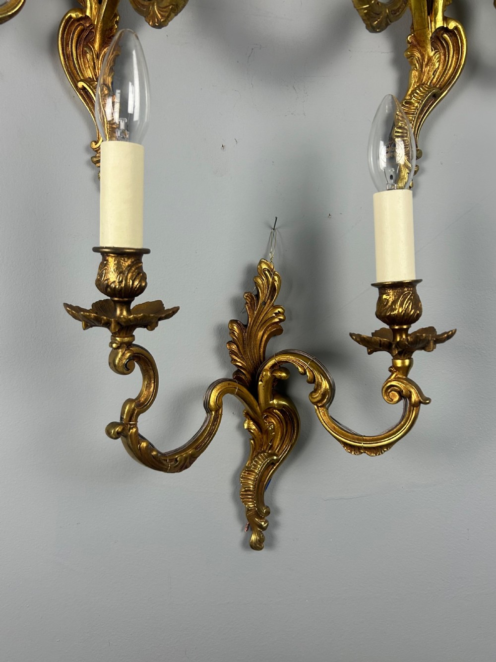 Set of 5 French Gilt Brass Antique Wall Lights View V