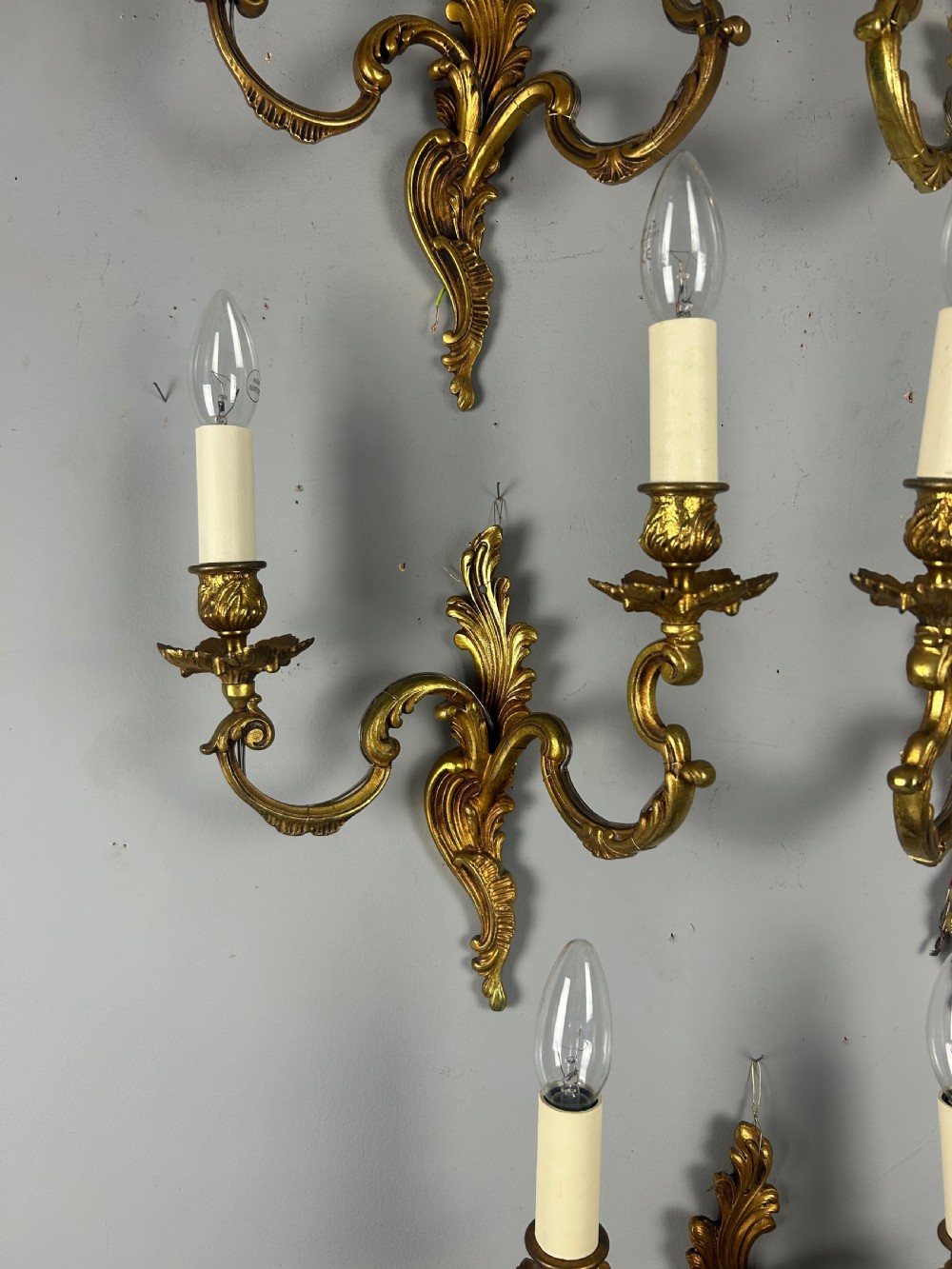 Set of 5 French Gilt Brass Antique Wall Lights View VII