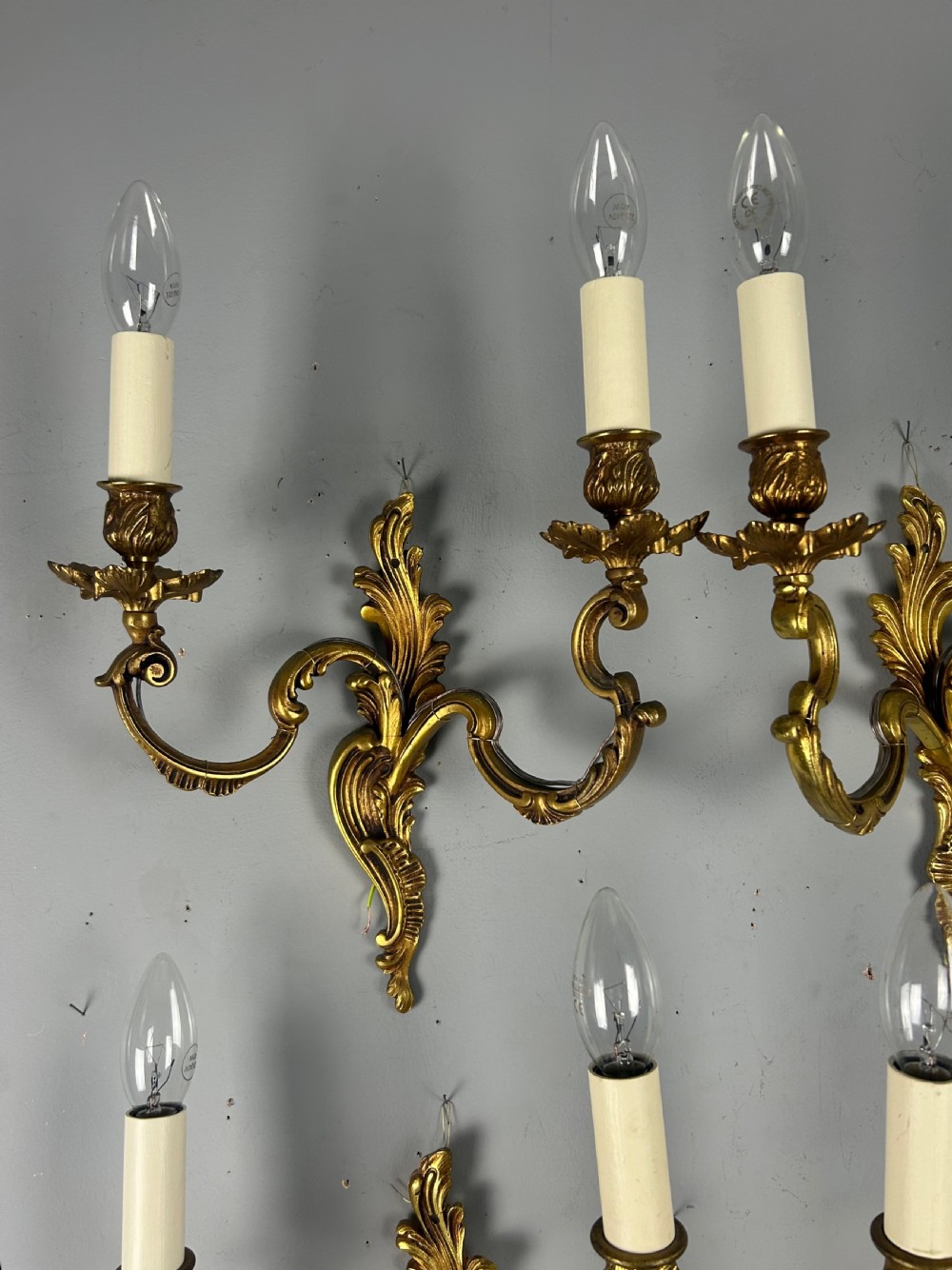 Set of 5 French Gilt Brass Antique Wall Lights View IX