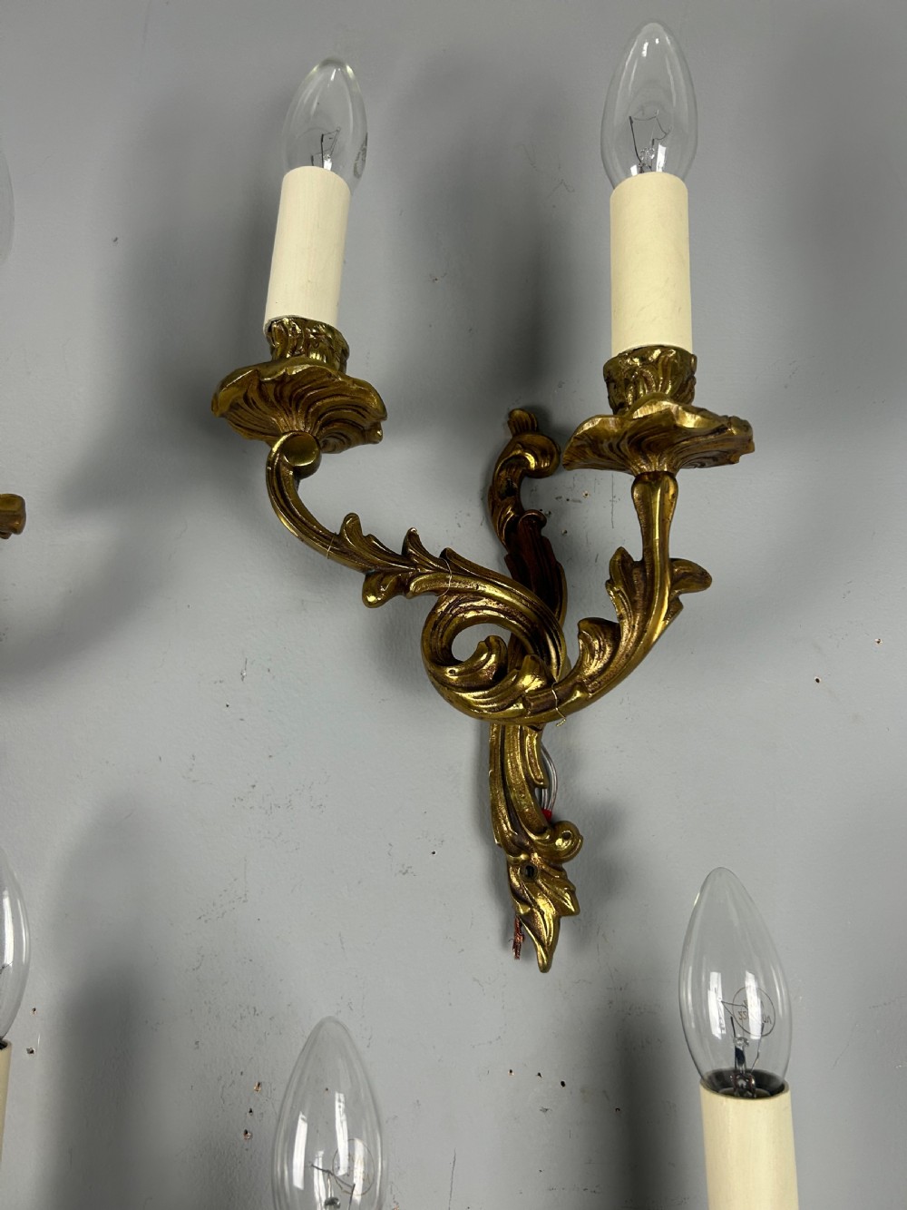 Set Of 5 French Gilt Brass Antique Wall Lights View II