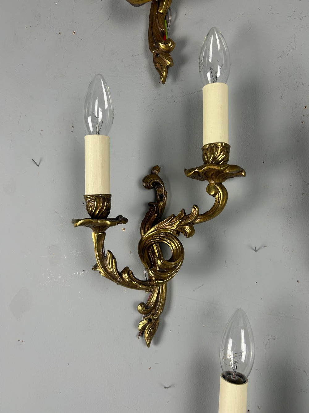 Set Of 5 French Gilt Brass Antique Wall Lights View IV