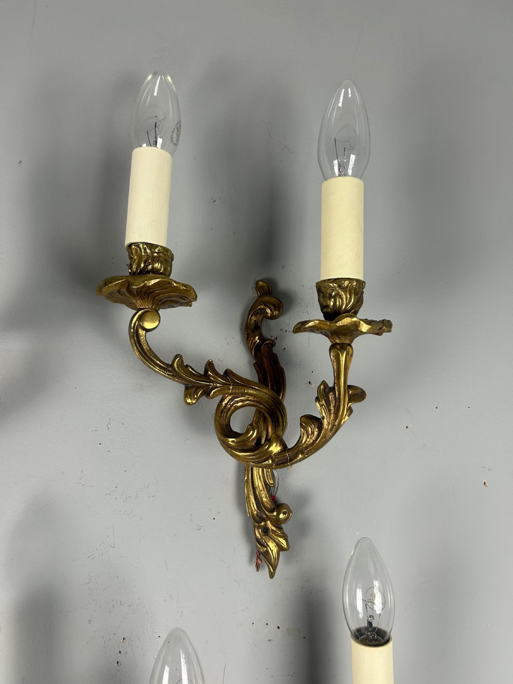 Set Of 5 French Gilt Brass Antique Wall Lights View VIII