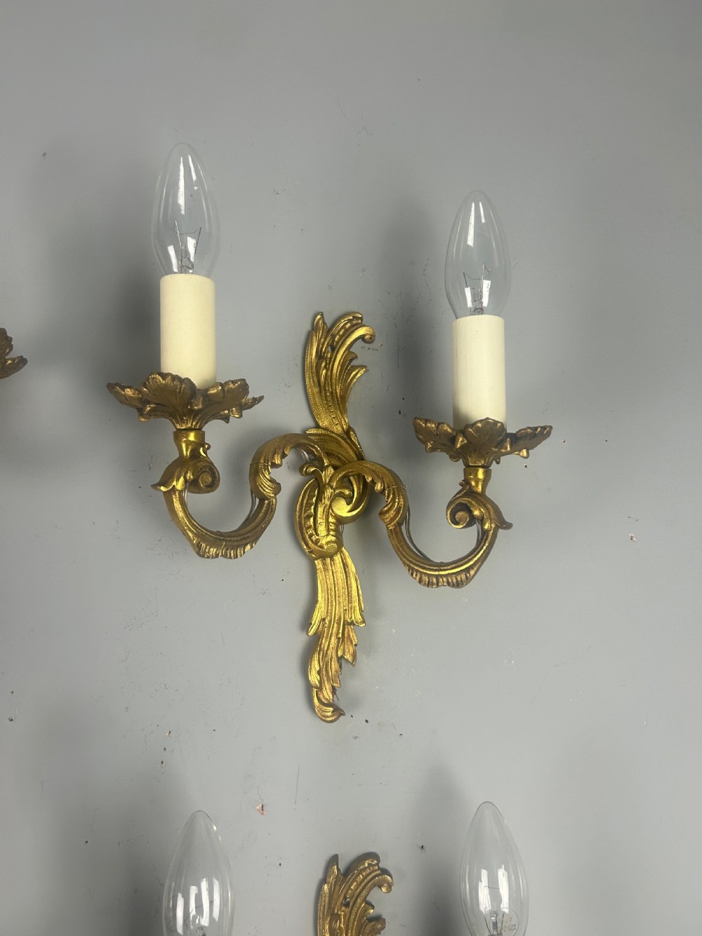 Set of 4 French Gilded Twin Arm Antique Wall Lights View III