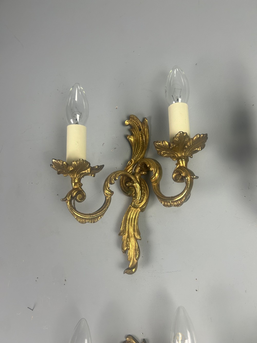 Set of 4 French Gilded Twin Arm Antique Wall Lights View IV