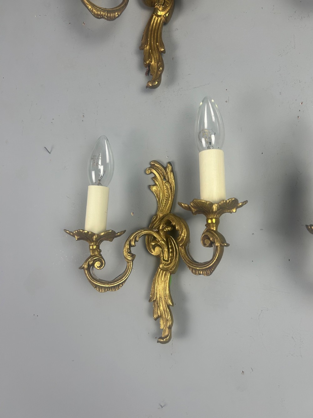 Set of 4 French Gilded Twin Arm Antique Wall Lights View V