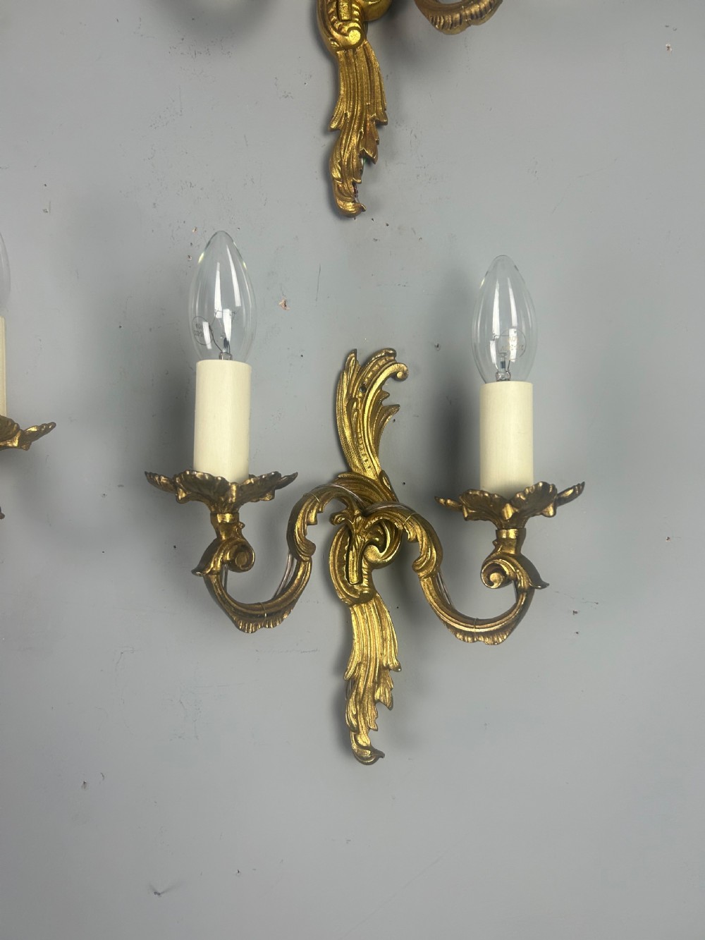 Set of 4 French Gilded Twin Arm Antique Wall Lights View VII
