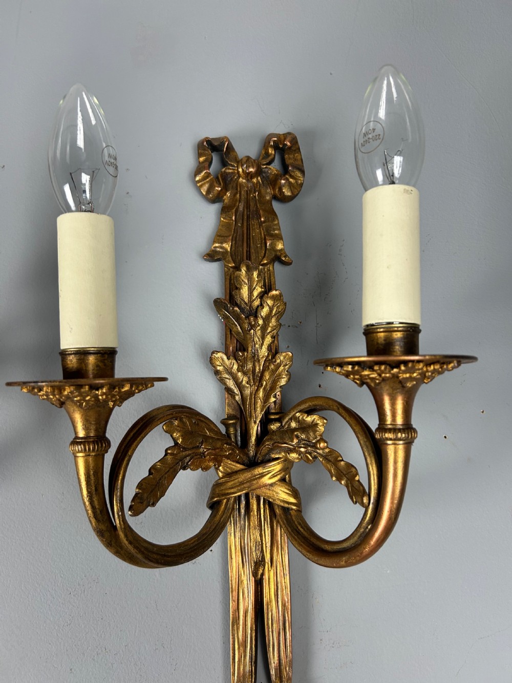 Pair Of Heavy French Gilt Bronze Antique Wall Lights, Rewired  View VII