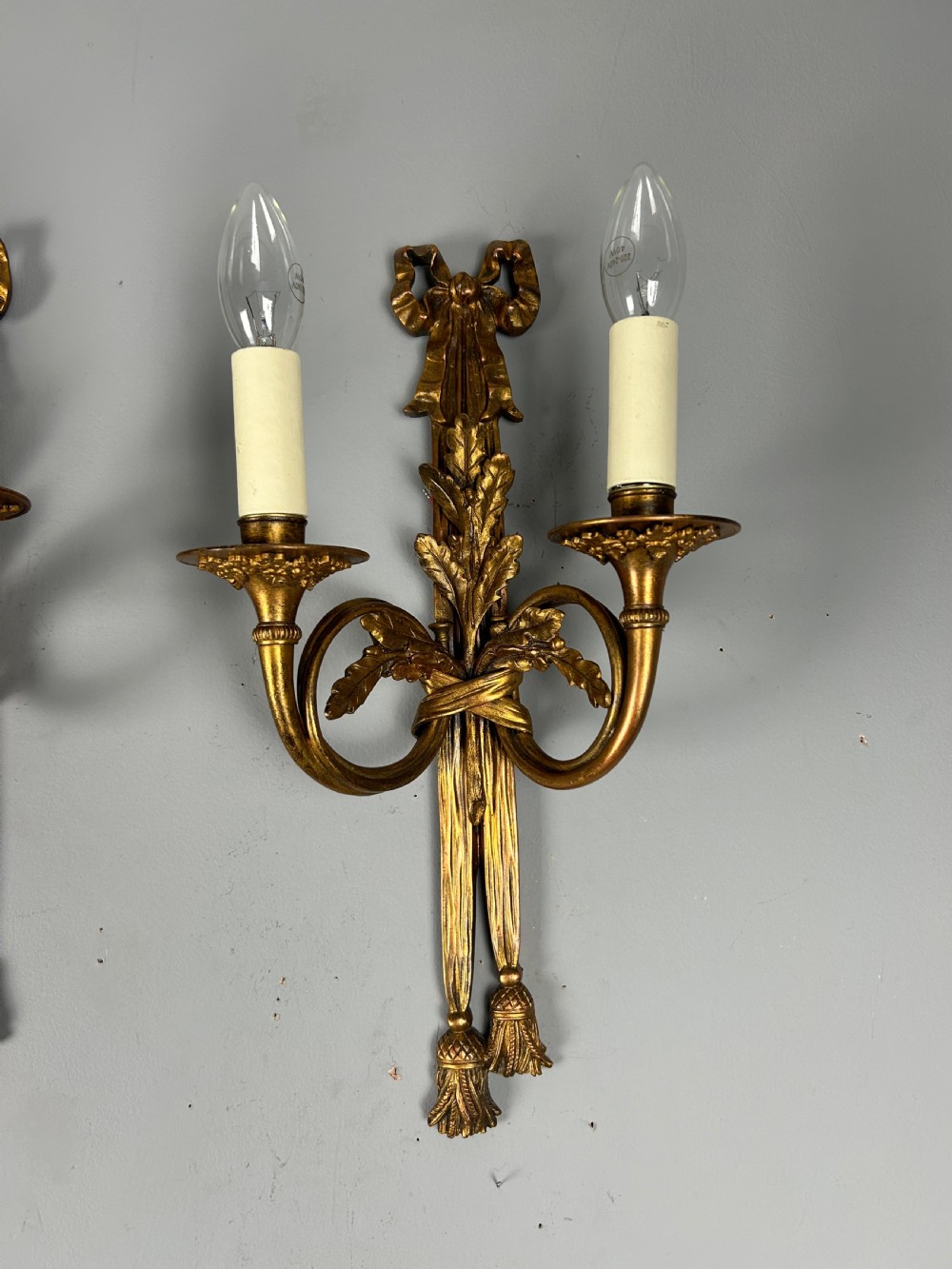 Pair Of Heavy French Gilt Bronze Antique Wall Lights, Rewired  View VIII