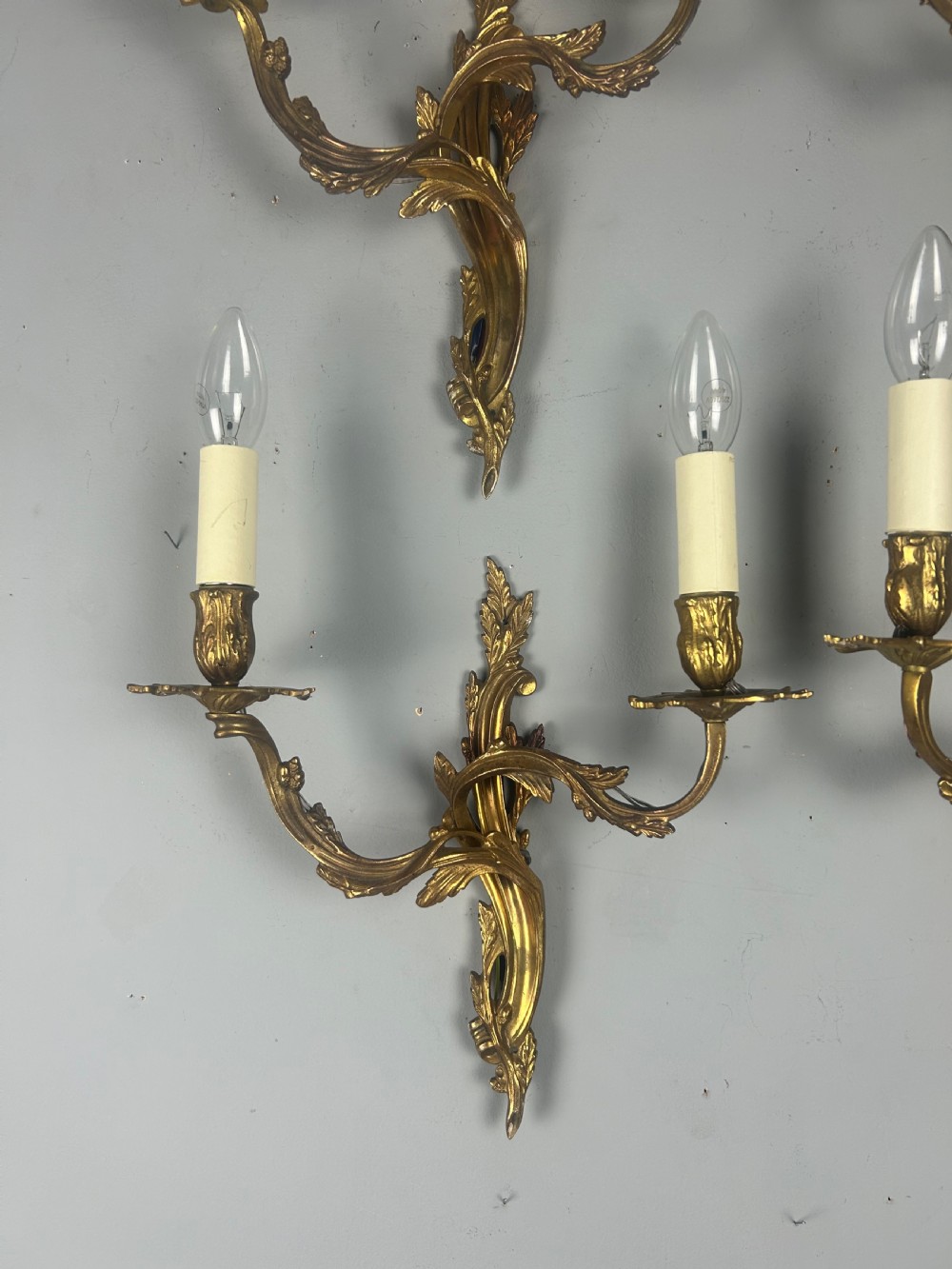 Set Of 4 Gilt French Antique Wall Lights, Rewired View VII