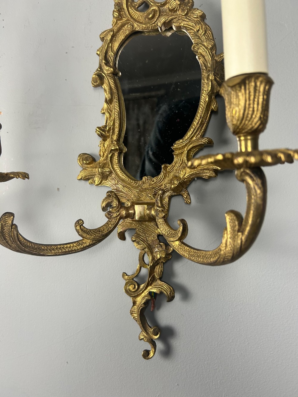 French Pair Of Gilded Antique Girandoles, Wall Lights  View III