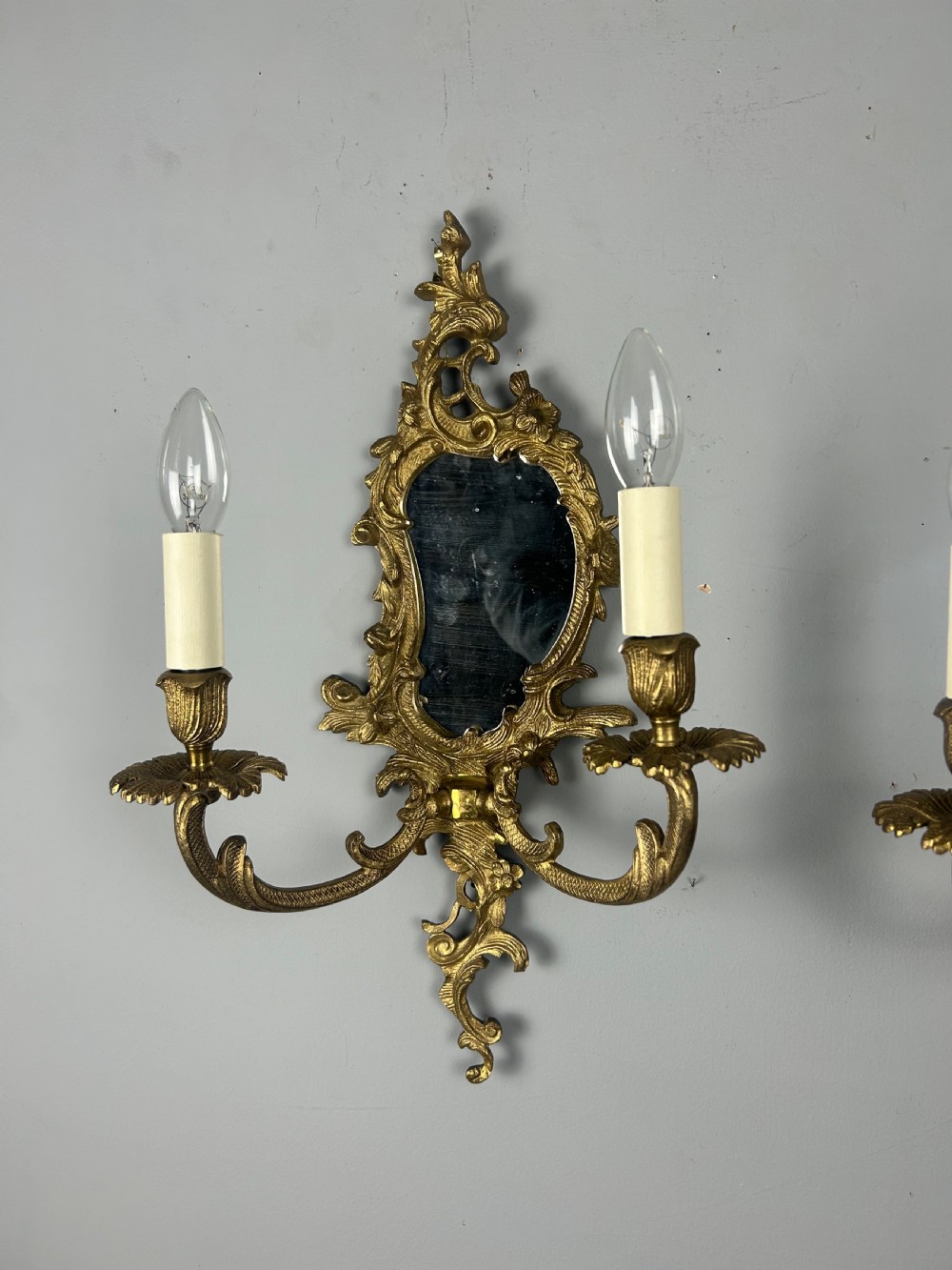 French Pair Of Gilded Antique Girandoles, Wall Lights  View IV
