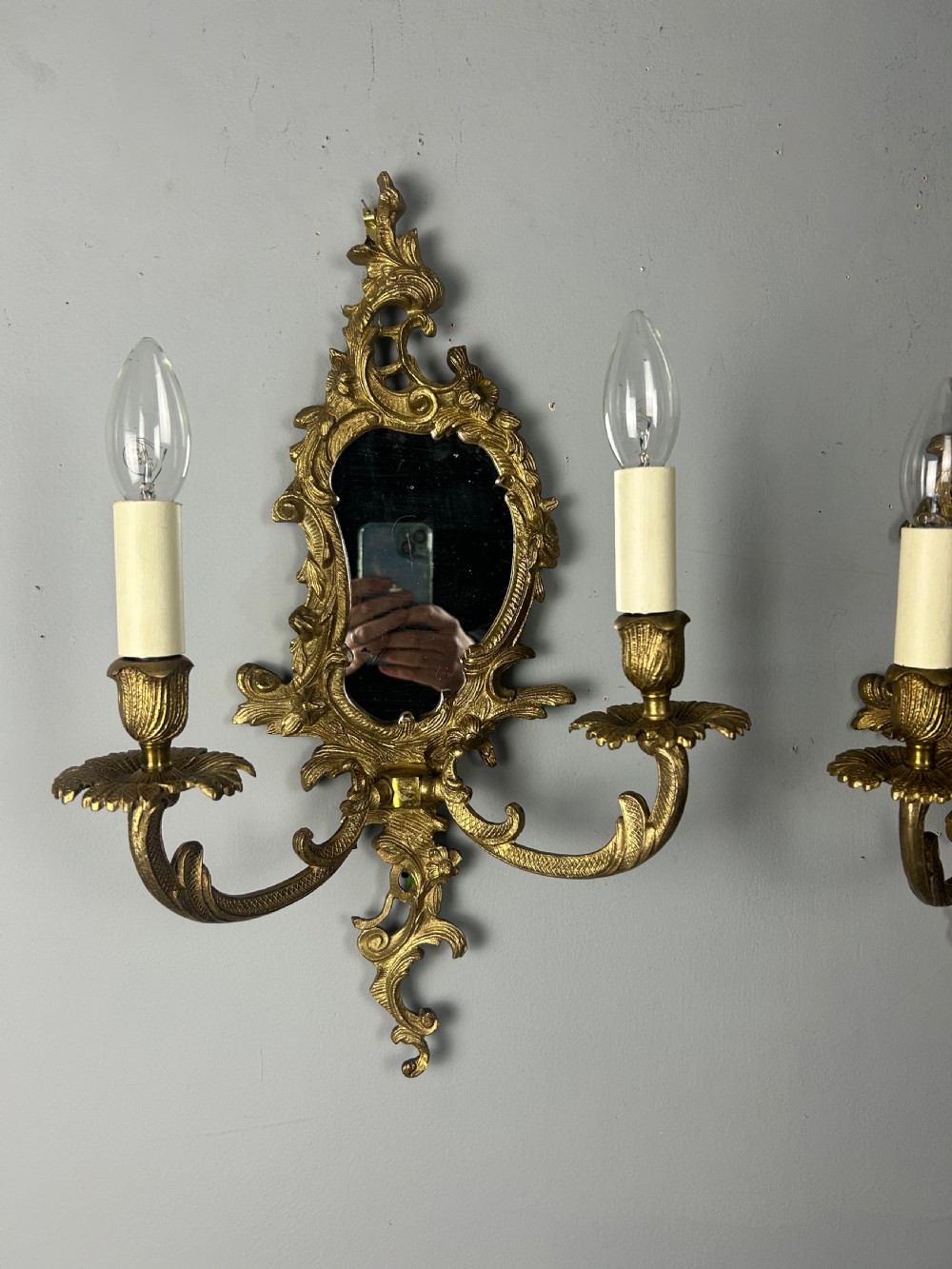 French Pair Of Gilded Antique Girandoles, Wall Lights  View VIII