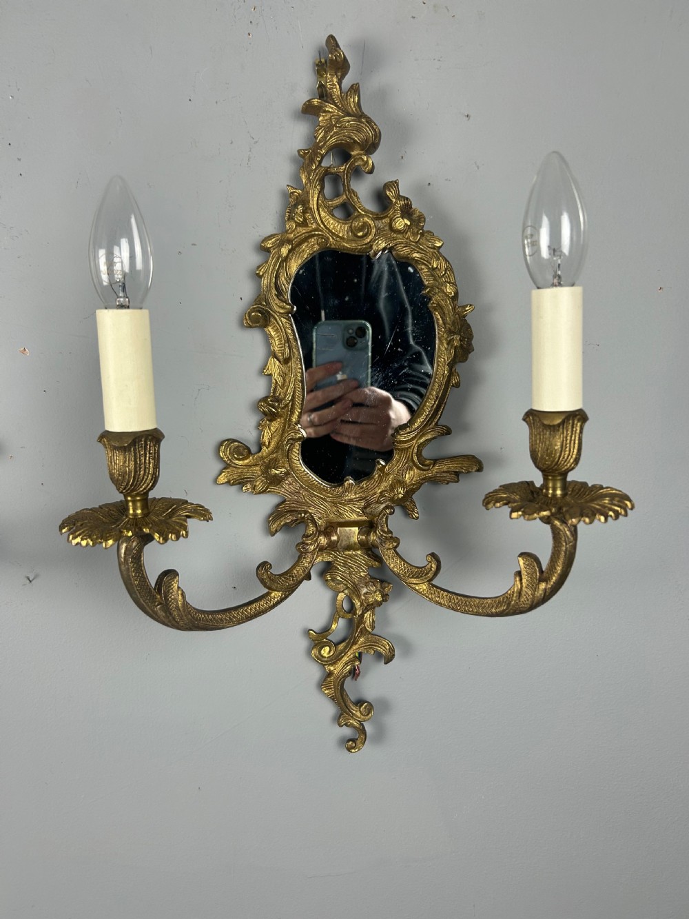 French Pair Of Gilded Antique Girandoles, Wall Lights  View IX