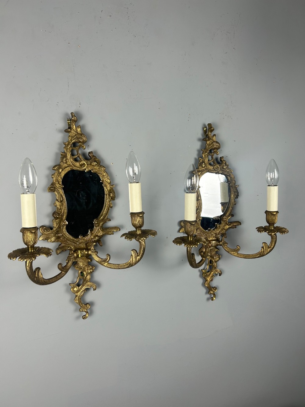 French Pair Of Gilded Antique Girandoles, Wall Lights  View XI
