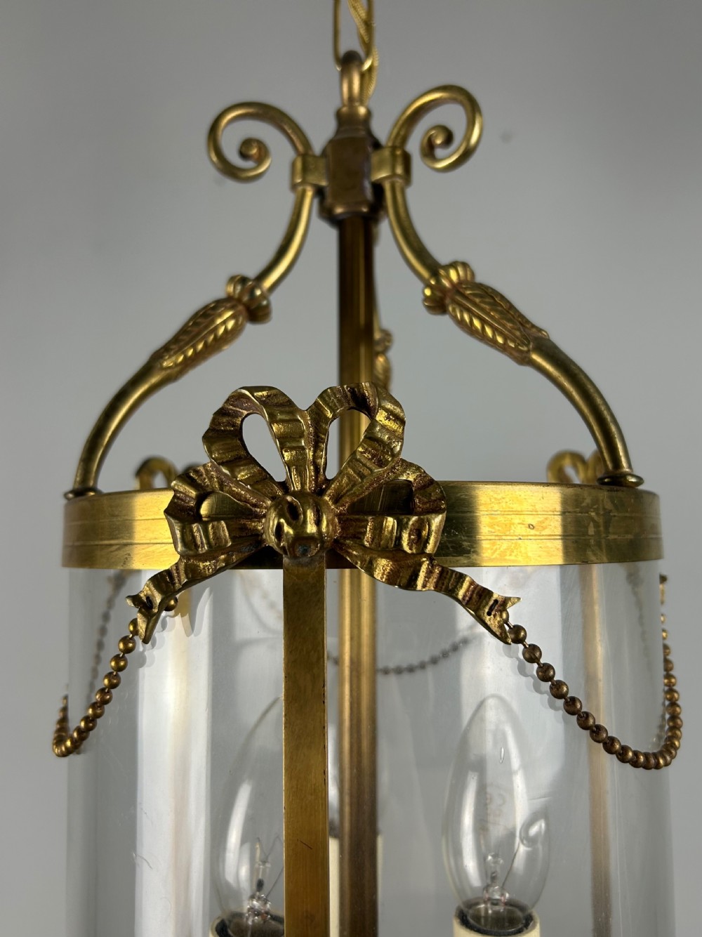 French Triple Light Brass Antique Lantern View VII