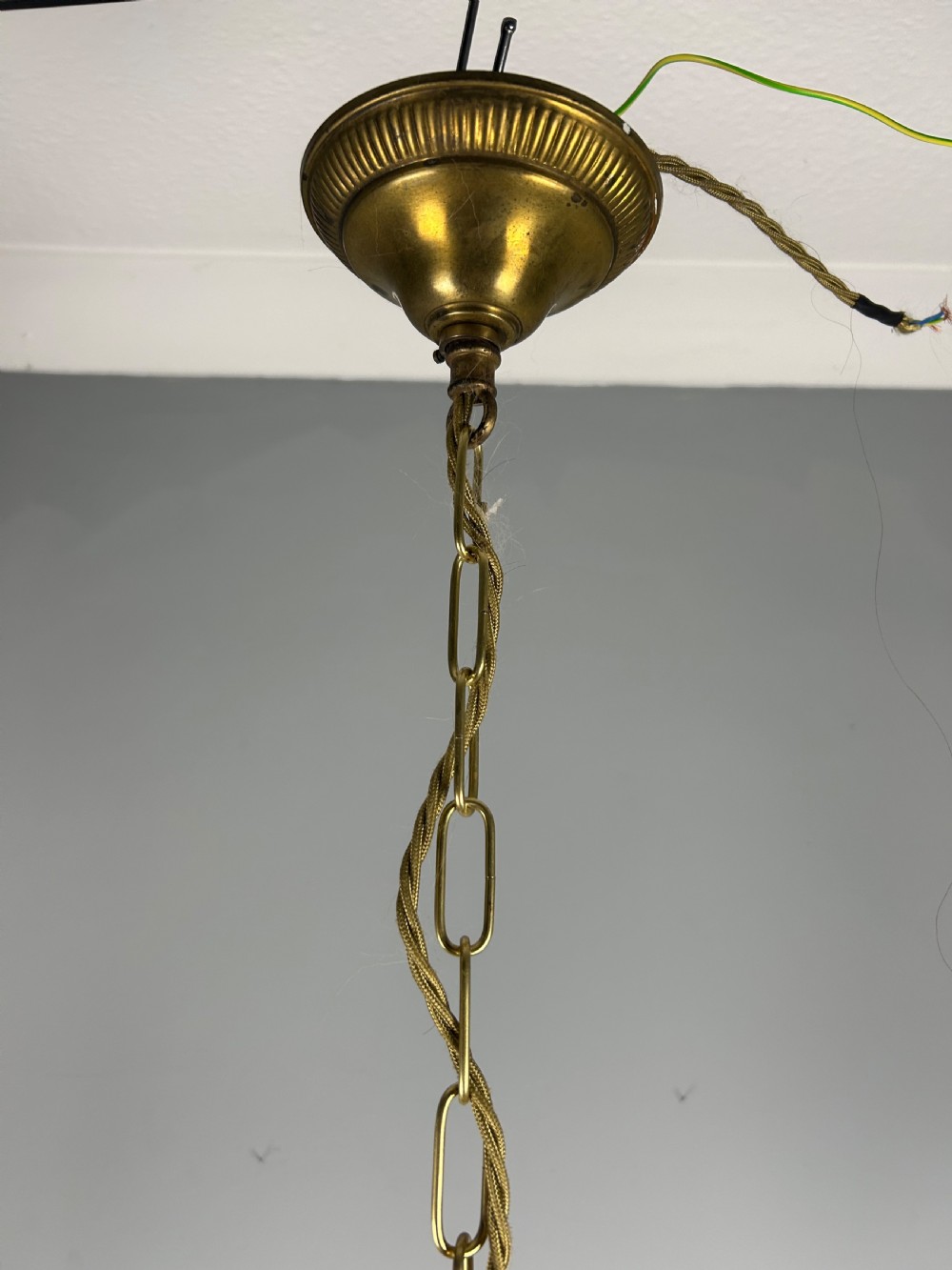 French Triple Light Brass Antique Lantern View X