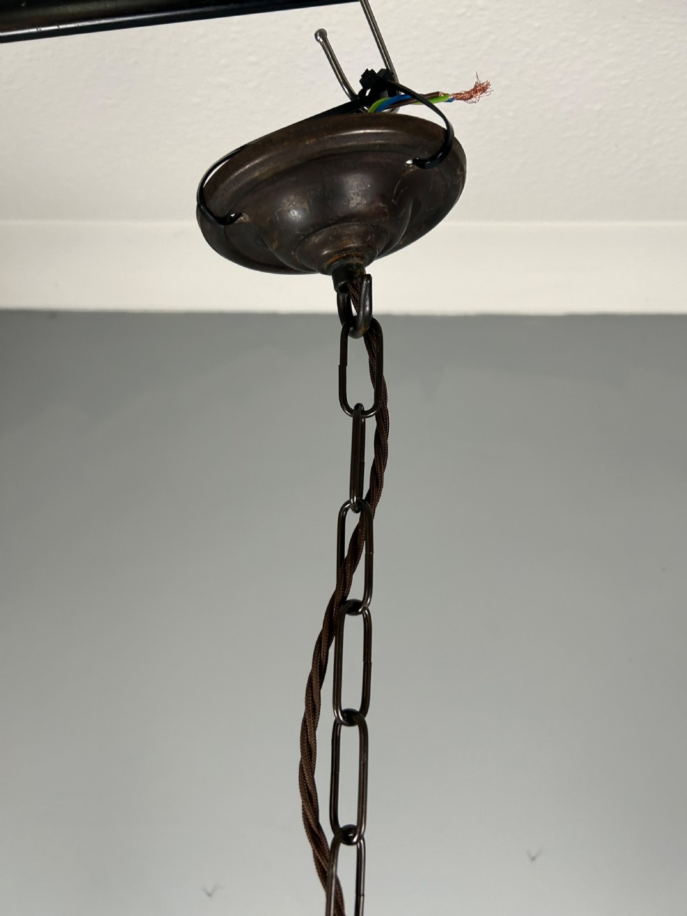 Antique Holophane Pendant Ceiling Light, Original Shade, Rewired And Pat Tested  View V