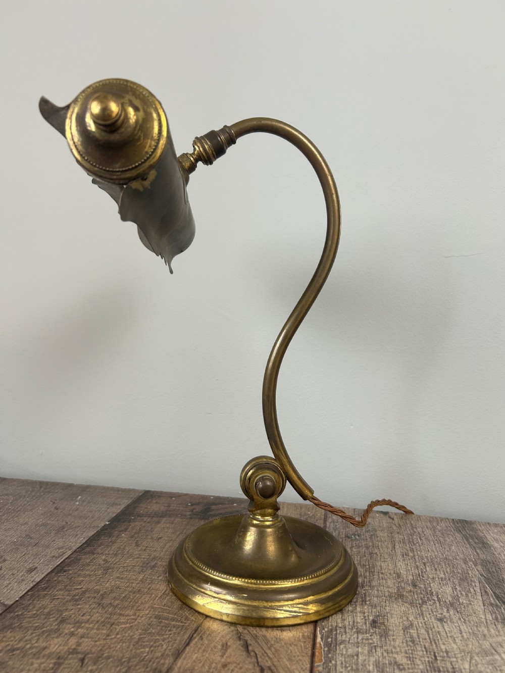 French Aged Brass Adjustable Piano Desk Table Lamp View V