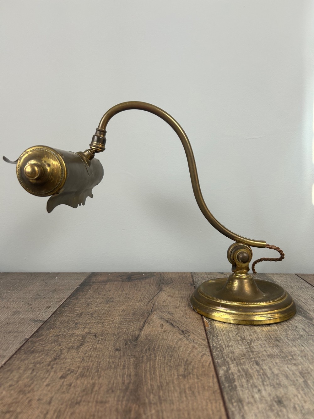 French Aged Brass Adjustable Piano Desk Table Lamp View IX