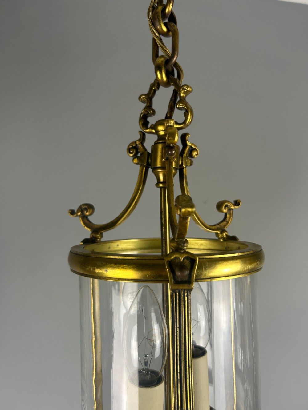 French Gilded Bronze Twin Light Hall Lantern, Rewired View VIII