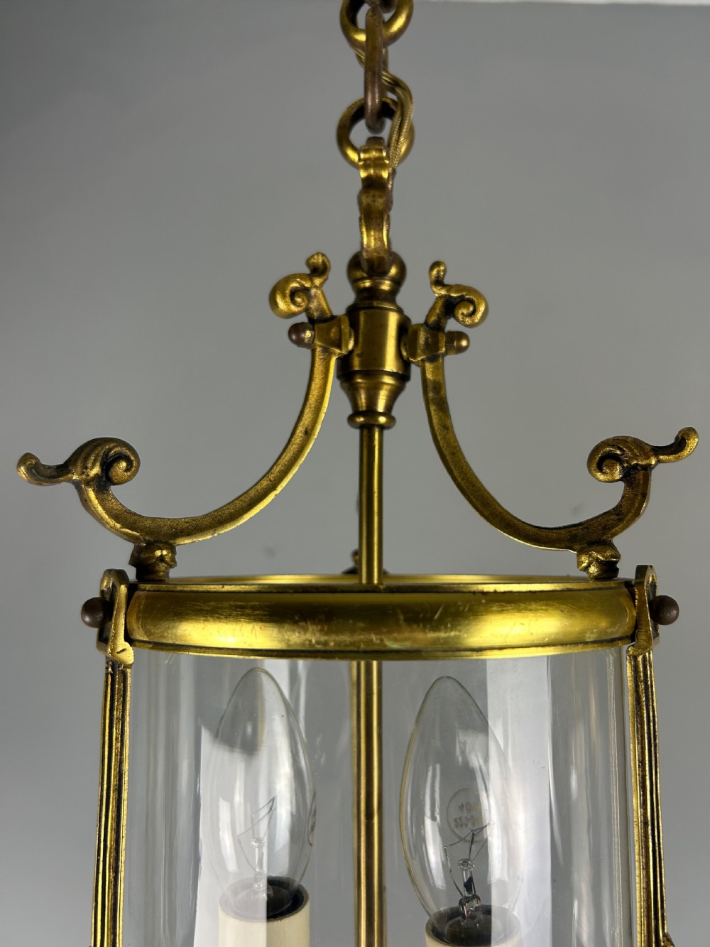 French Gilded Bronze Twin Light Hall Lantern, Rewired View XII