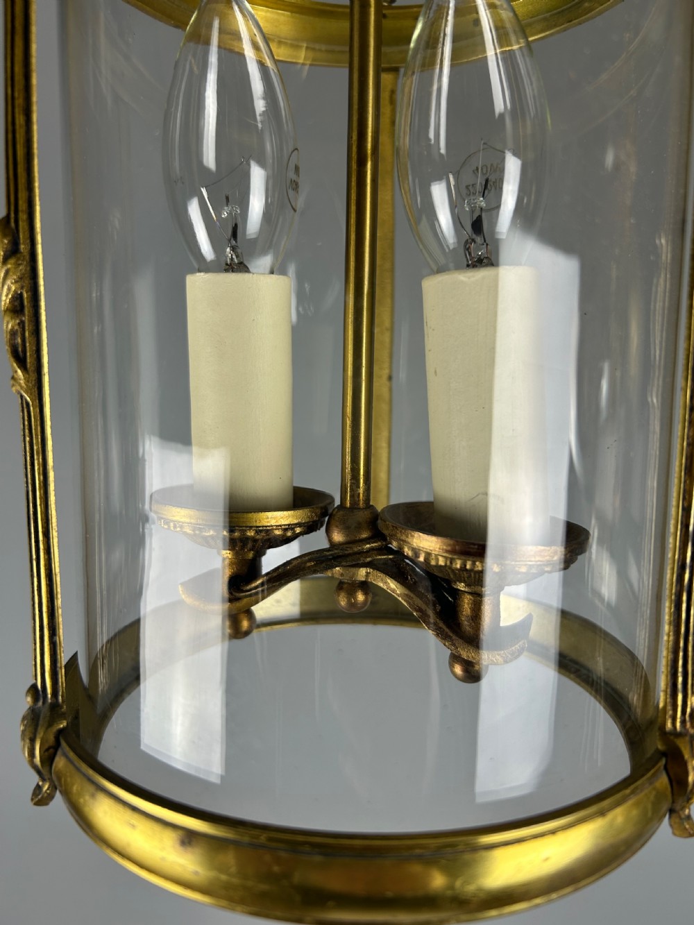 French Gilded Bronze Twin Light Hall Lantern, Rewired View XIII