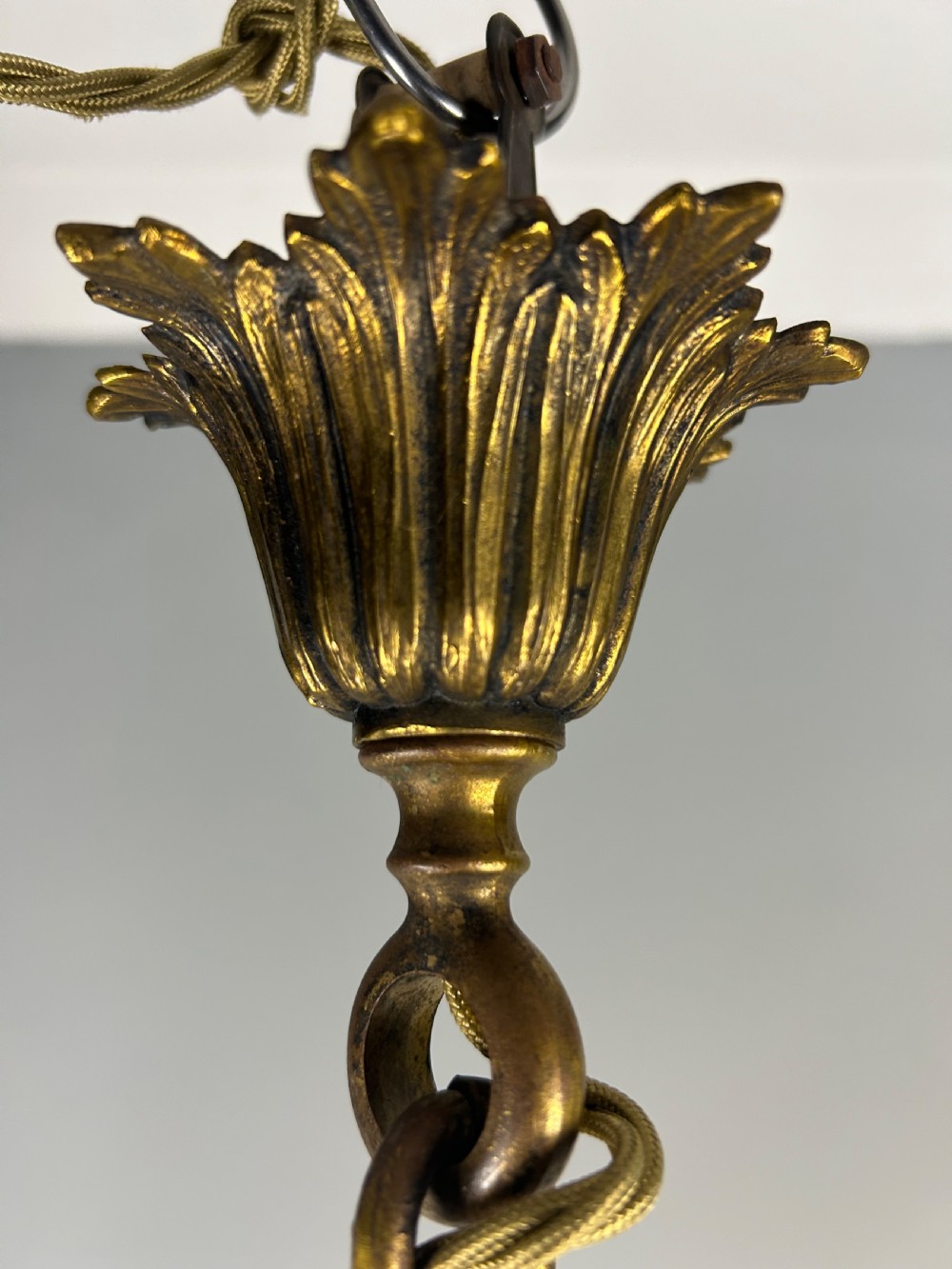 French Gilded Bronze Twin Light Hall Lantern, Rewired View XV