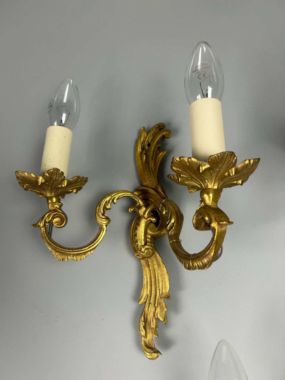 Set of 3 French Gilded Twin Arm Antique Wall Lights View VI